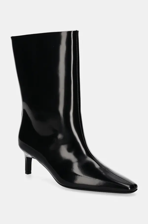Calvin Klein Usnjeni gležnarji Calvin Klein HEEL MID BOOT 50 LTH