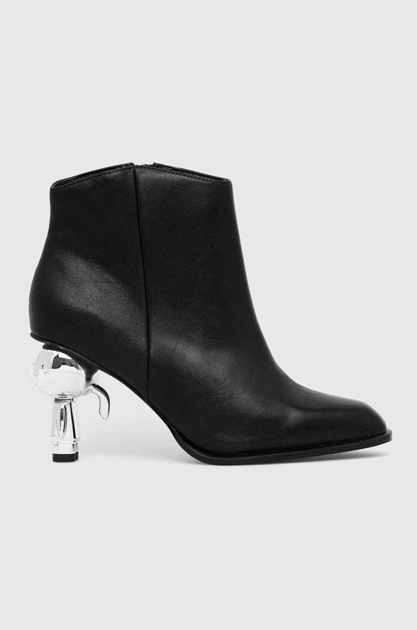 Karl Lagerfeld Usnjeni gležnarji Karl Lagerfeld IKON HEEL ženski, črna barva, KL39035