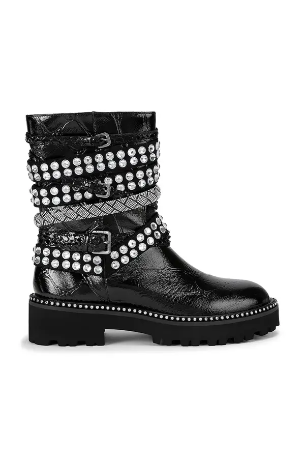 Kurt Geiger London Usnjeni gležnarji Kurt Geiger London Multi Strap Flat Boot
