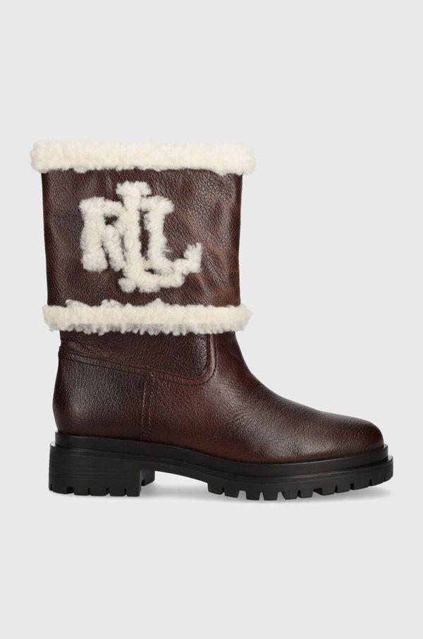 Lauren Ralph Lauren Usnjeni gležnarji Lauren Ralph Lauren Carter ženski, rjava barva, 802915439002