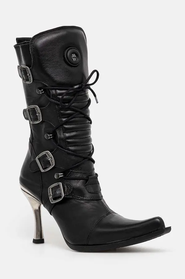New Rock Usnjeni gležnarji New Rock ITALI NEGRO FINO + MALICIA TACON CARIBE ACERO