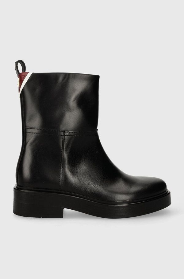 Tommy Hilfiger Usnjeni gležnarji Tommy Hilfiger COOL ELEVATED ANKLE BOOTIE ženski, črna barva, FW0FW07487