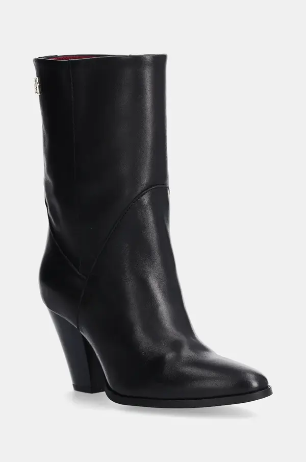 Tommy Hilfiger Usnjeni gležnarji Tommy Hilfiger MID COWBOY HEEL LEATHER