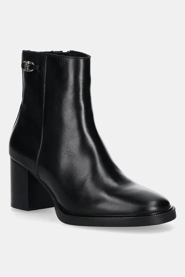 Tommy Hilfiger Usnjeni gležnarji Tommy Hilfiger STACKED HEEL LEATHER ANKLE BOOT