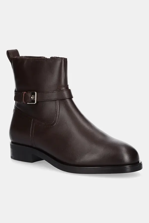 Tommy Hilfiger Usnjeni gležnarji Tommy Hilfiger TH BUCKLE RIDING LEATHER BOOTIE