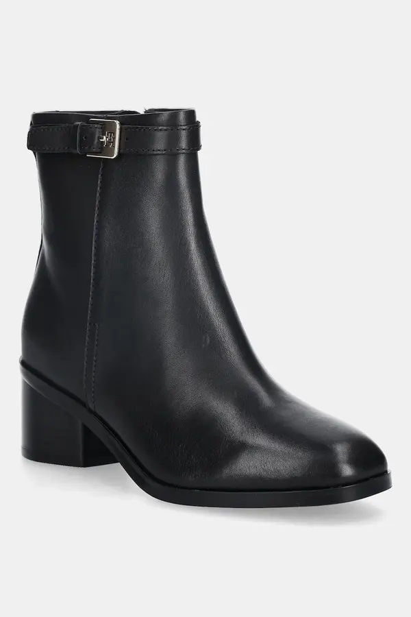 Tommy Hilfiger Usnjeni gležnarji Tommy Hilfiger TH BUCKLE RIDING MID HEEL BOOTIE