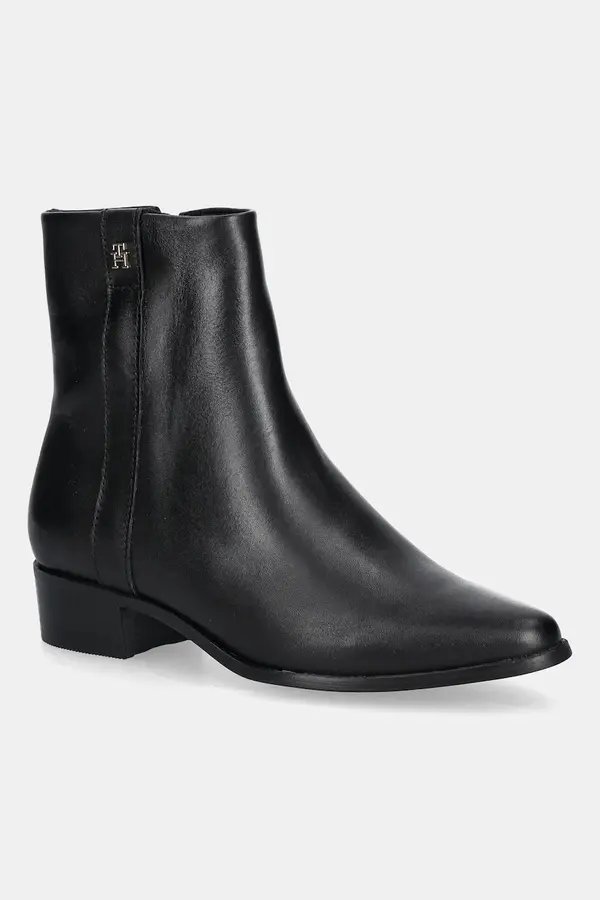 Tommy Hilfiger Usnjeni gležnarji Tommy Hilfiger TH LEATHER POINTY ZIP BOOTIE