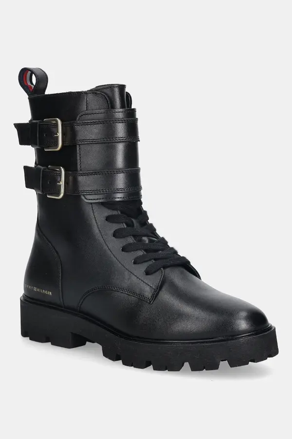 Tommy Hilfiger Usnjeni gležnarji Tommy Hilfiger TH LTHR BIKER LACEUP