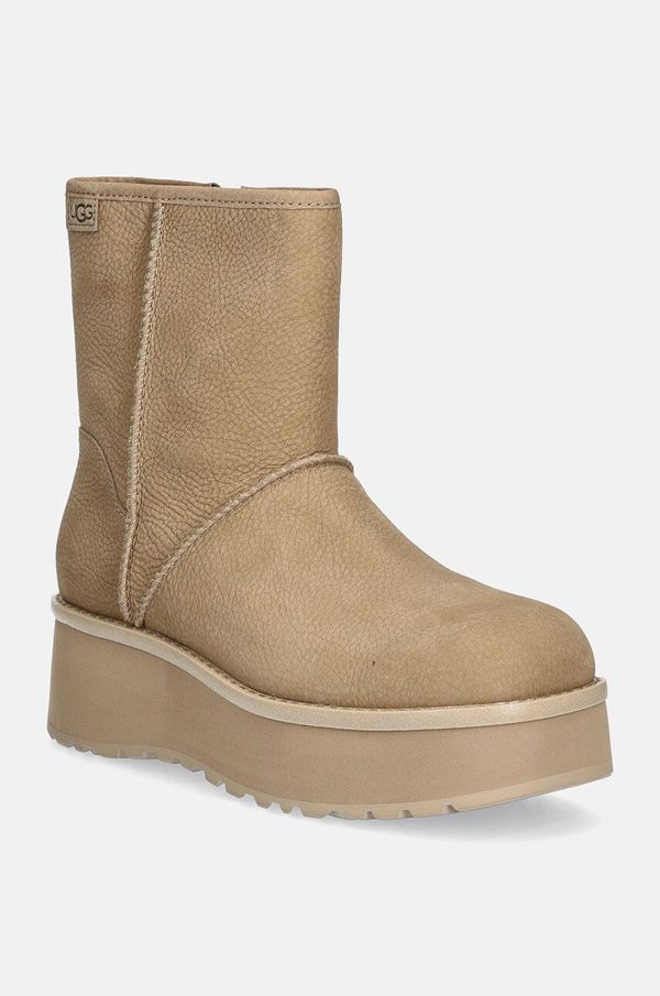 Ugg Usnjeni gležnarji UGG Cityfunc Mid bež barva, 1163030-MDSD