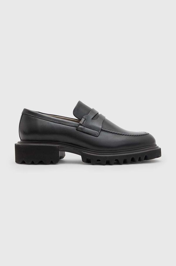 AllSaints Usnjeni mokasini AllSaints Lola Loafer ženski, črna barva, WF774Z