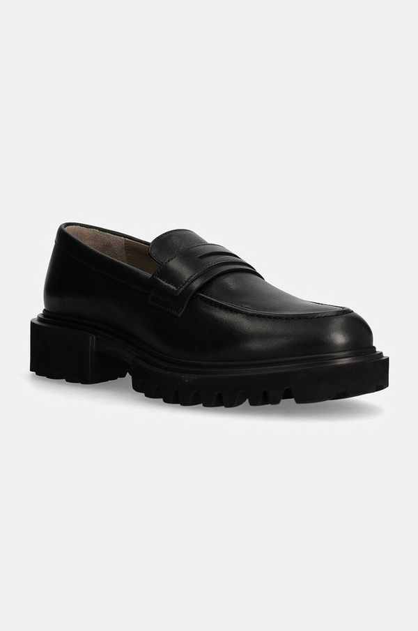 AllSaints Usnjeni mokasini AllSaints Vinni Loafer moški, črna barva, M051FB