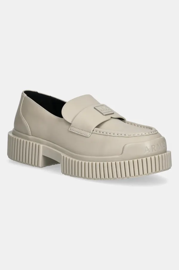 Armani Exchange Usnjeni mokasini Armani Exchange ženski, bež barva, XDA006 XV874 00578