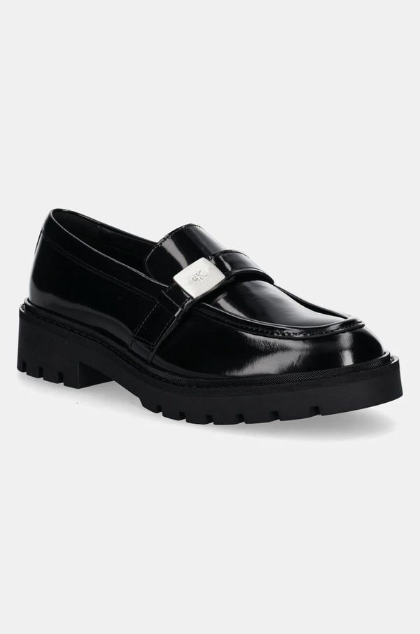 Calvin Klein Jeans Usnjeni mokasini Calvin Klein Jeans FLATFORM SHOE DRIVER HDW ženski, črna barva, YW0YW01657