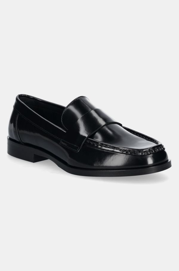 Calvin Klein Usnjeni mokasini Calvin Klein MOC LOAFER - BRUSH L ženski, črna barva, HW0HW02306