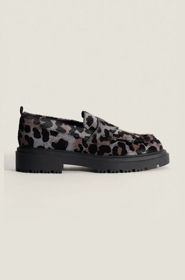 Hoff Usnjeni mokasini Hoff MOCASIN LEOPARD GRIS ženski, siva barva, 22428003