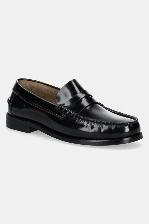 Tommy Hilfiger Usnjeni mokasini Tommy Hilfiger CLASSIC HILFIGER LEATHER LOAFER moški, črna barva, FM0FM05362