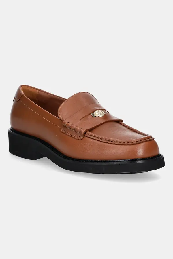 Tommy Hilfiger Usnjeni mokasini Tommy Hilfiger CREST SQUARISH TOE PENNY LOAFER