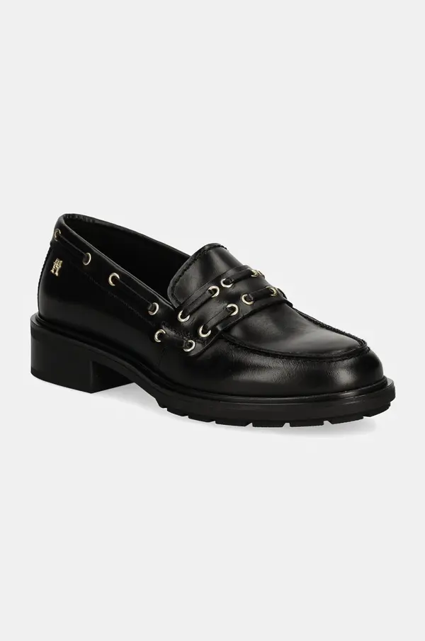 Tommy Hilfiger Usnjeni mokasini Tommy Hilfiger NAUTICAL EYELETS LEATHER LOAFER