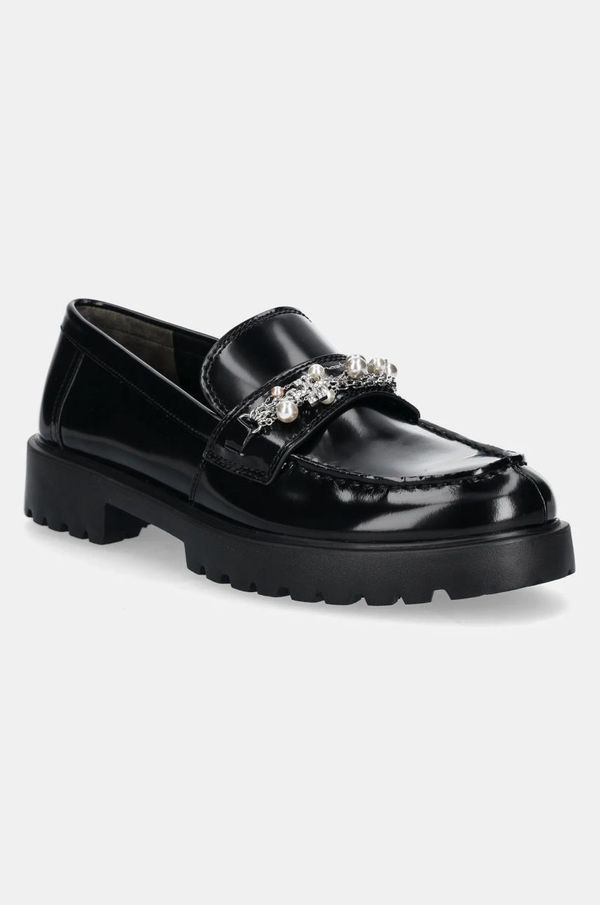 Tory Burch Usnjeni mokasini Tory Burch Classic Embellished Lug Loafer ženski, črna barva, 165828-006