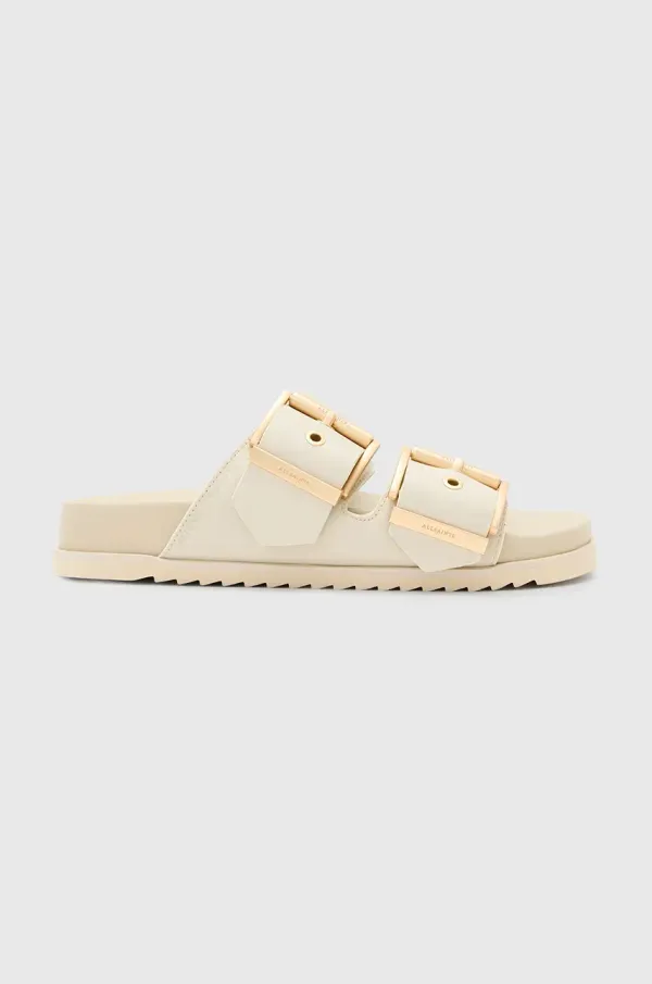 AllSaints Usnjeni natikači AllSaints Sian Sandal ženski, bež barva, W034FC