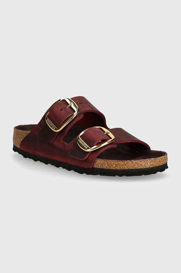 Birkenstock Usnjeni natikači Birkenstock Arizona Big Buckle ženski, bordo barva, 1027988