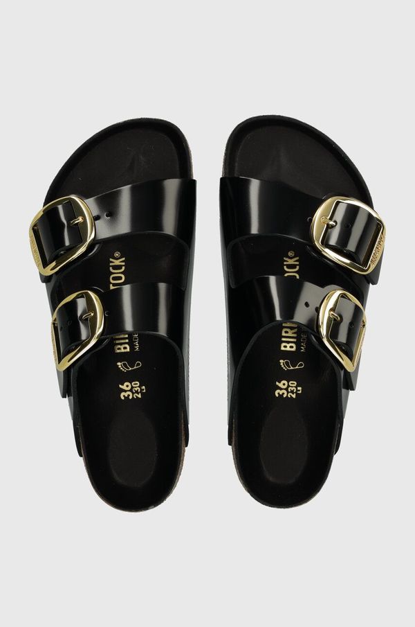 Birkenstock Usnjeni natikači Birkenstock Arizona Big Buckle ženski, črna barva, 1021471