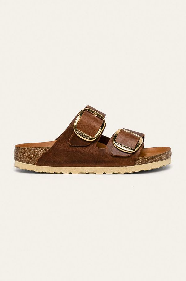 Birkenstock Usnjeni natikači Birkenstock Arizona Big Buckle ženski, rjava barva, 1011073