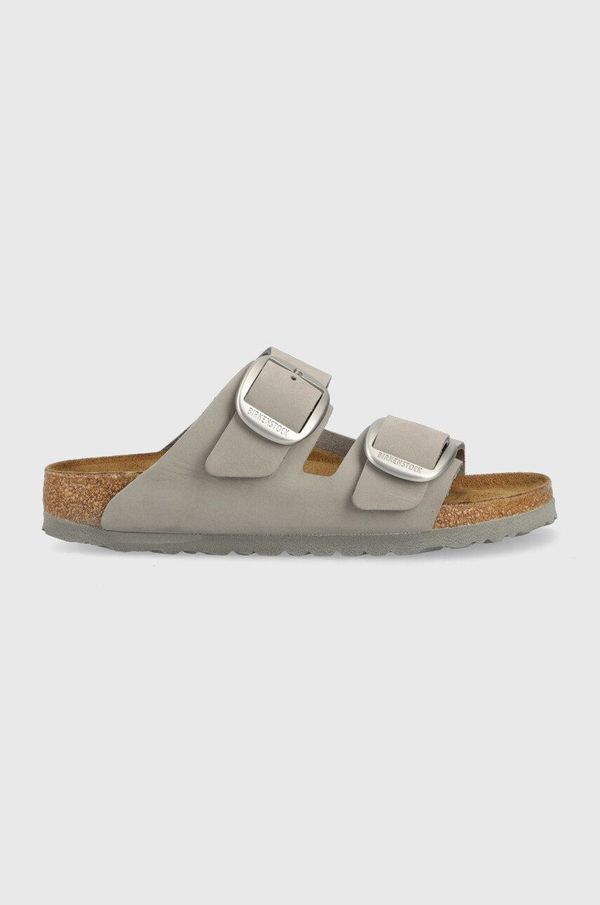 Birkenstock Usnjeni natikači Birkenstock Arizona Big Buckle ženski, siva barva