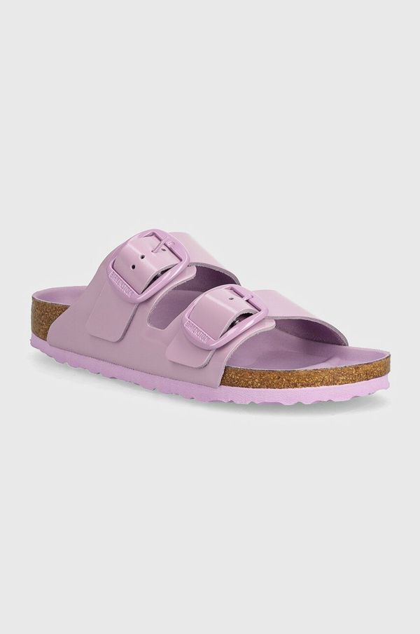 Birkenstock Usnjeni natikači Birkenstock Arizona Big Buckle ženski, vijolična barva, 1028611