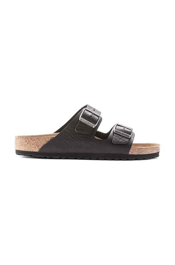 Birkenstock Usnjeni natikači Birkenstock Arizona moški, črna barva