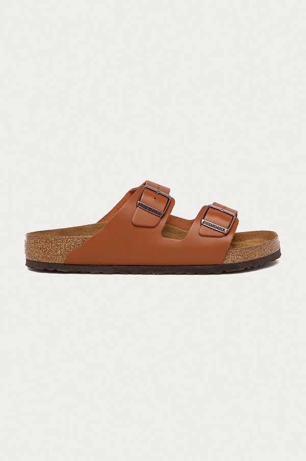 Birkenstock Usnjeni natikači Birkenstock Arizona moški, rjava barva, 1019019