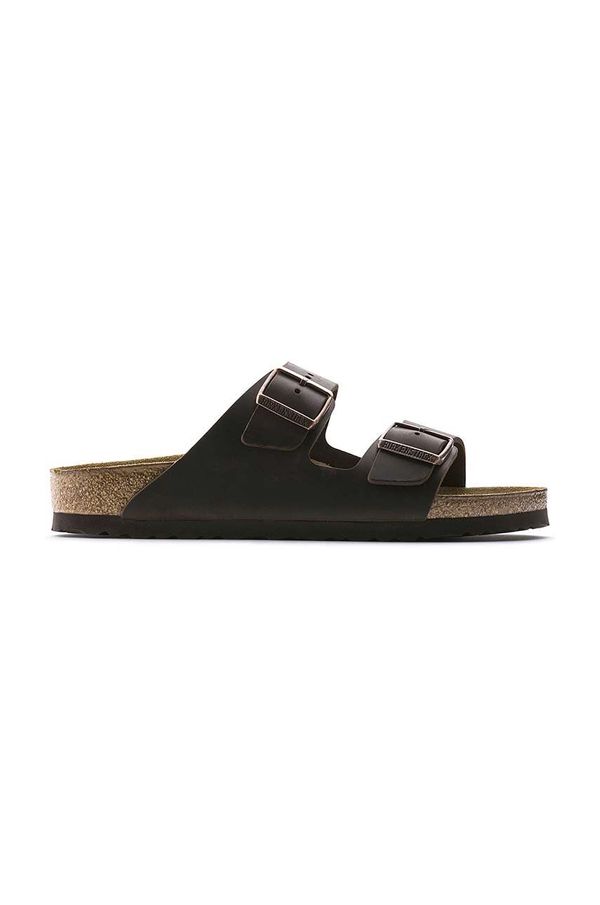 Birkenstock Usnjeni natikači Birkenstock Arizona moški, rjava barva, 52531