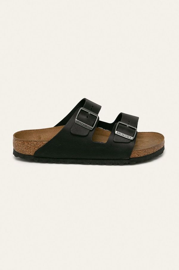 Birkenstock Usnjeni natikači Birkenstock Arizona SFB moški, črna barva