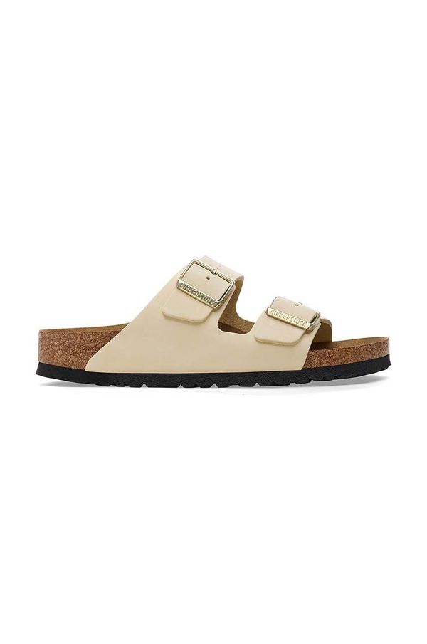 Birkenstock Usnjeni natikači Birkenstock Arizona ženski, bež barva, 1026711