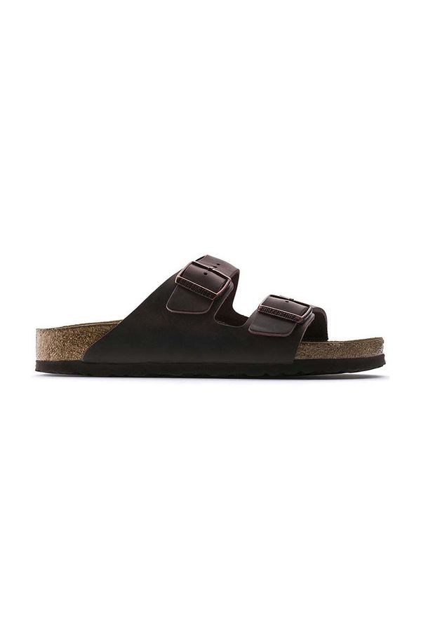 Birkenstock Usnjeni natikači Birkenstock Arizona ženski, rjava barva, 452763