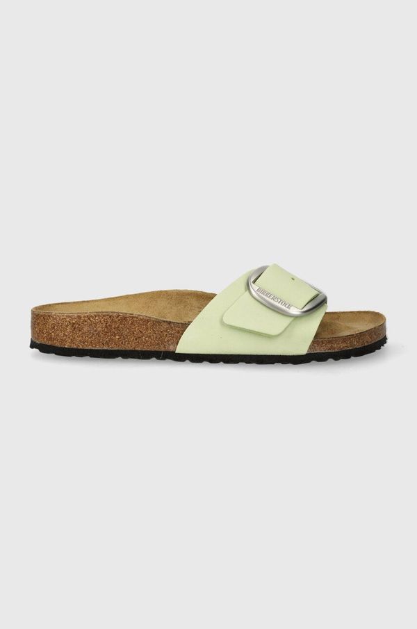 Birkenstock Usnjeni natikači Birkenstock Madrid Big Buckle ženski, zelena barva, 1026564