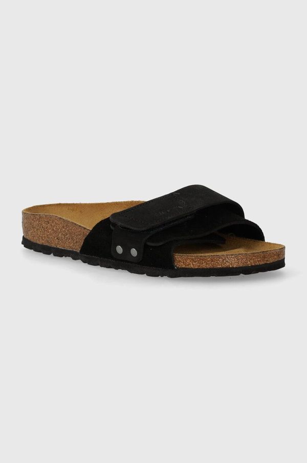 Birkenstock Usnjeni natikači Birkenstock Oita ženski, črna barva, 1024200