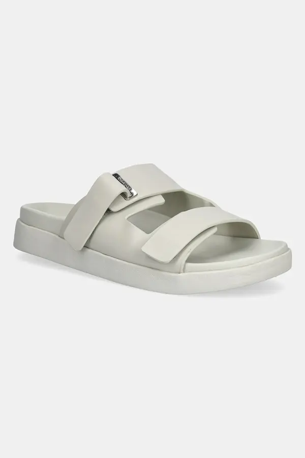Calvin Klein Usnjeni natikači Calvin Klein FLAT ADJ SLIDE EYELET