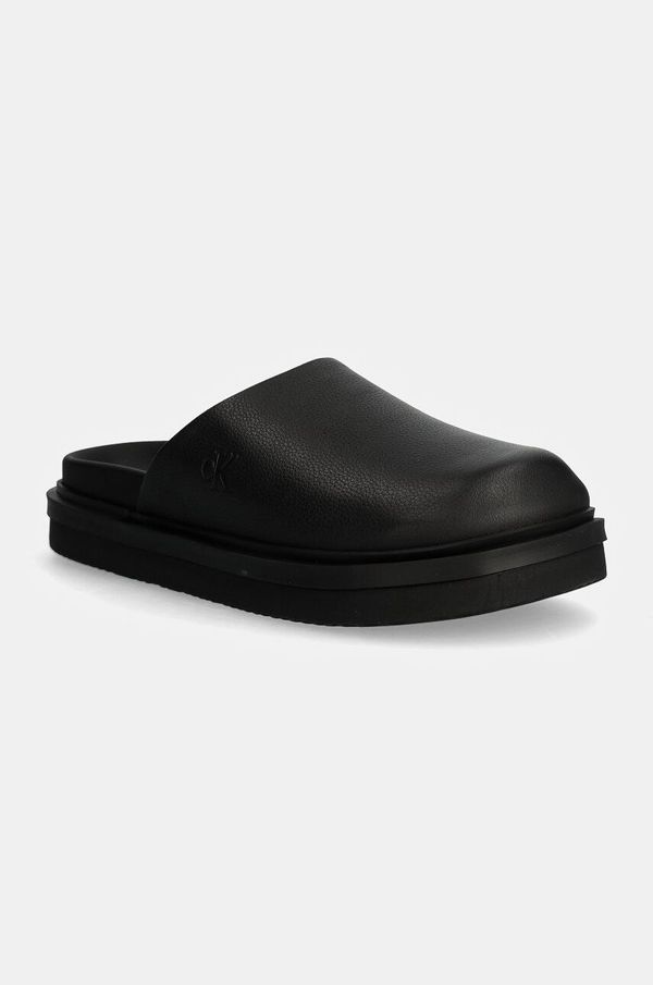 Calvin Klein Jeans Usnjeni natikači Calvin Klein Jeans HOME CLOG SLIDE MG LTH ženski, črna barva, YW0YW01686