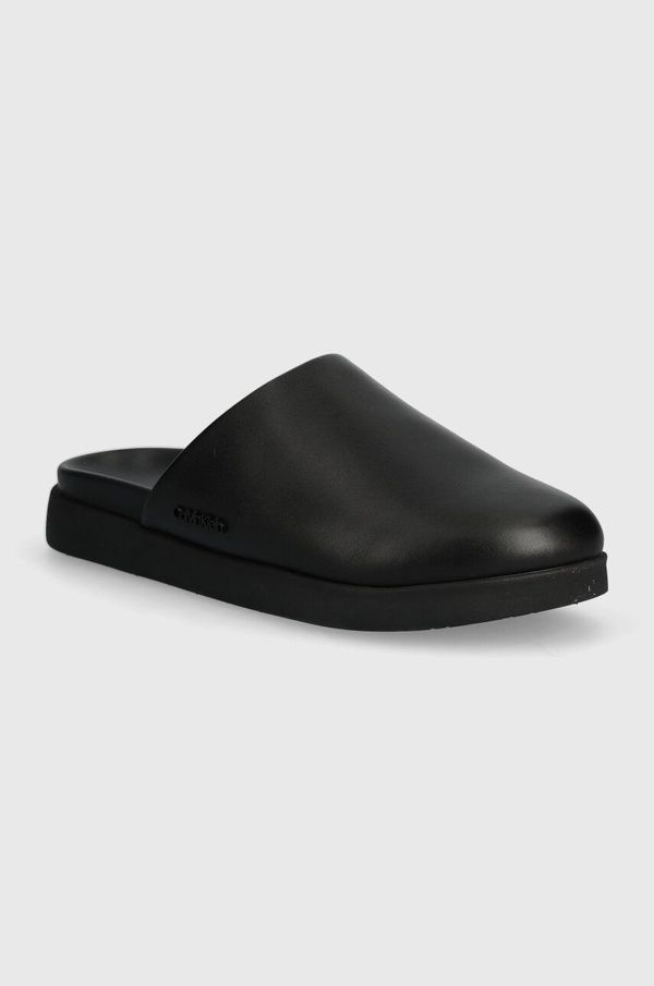 Calvin Klein Usnjeni natikači Calvin Klein MULE moški, črna barva, HM0HM01407