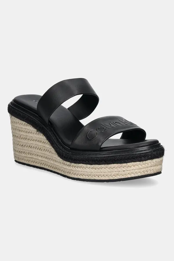 Calvin Klein Usnjeni natikači Calvin Klein WEDGE SANDAL 50 - HE