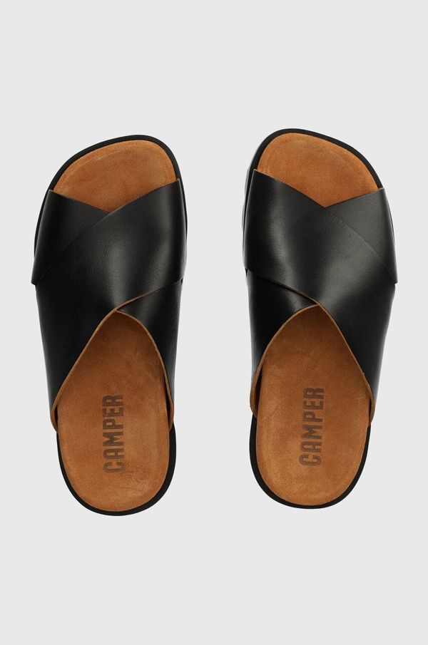 Camper Usnjeni natikači Camper Brutus Sandal ženski, črna barva, K201321.016