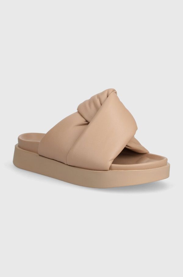 Inuikii Usnjeni natikači Inuikii Soft Crossed ženski, bež barva, 70104-140