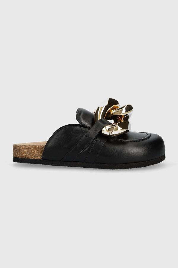 JW Anderson Usnjeni natikači JW Anderson Chain Loafer ženski, črna barva, ANW35004E