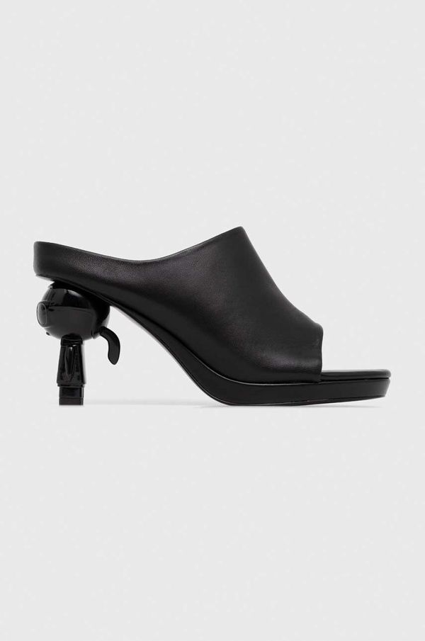 Karl Lagerfeld Usnjeni natikači Karl Lagerfeld IKON HEEL ženski, črna barva, KL39004