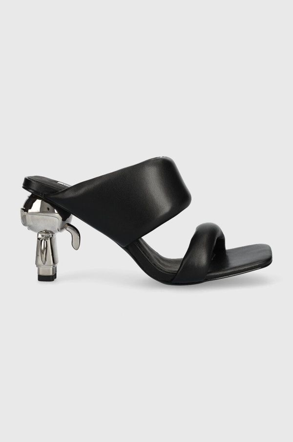 Karl Lagerfeld Usnjeni natikači Karl Lagerfeld IKON HEEL ženski, črna barva, KL39005