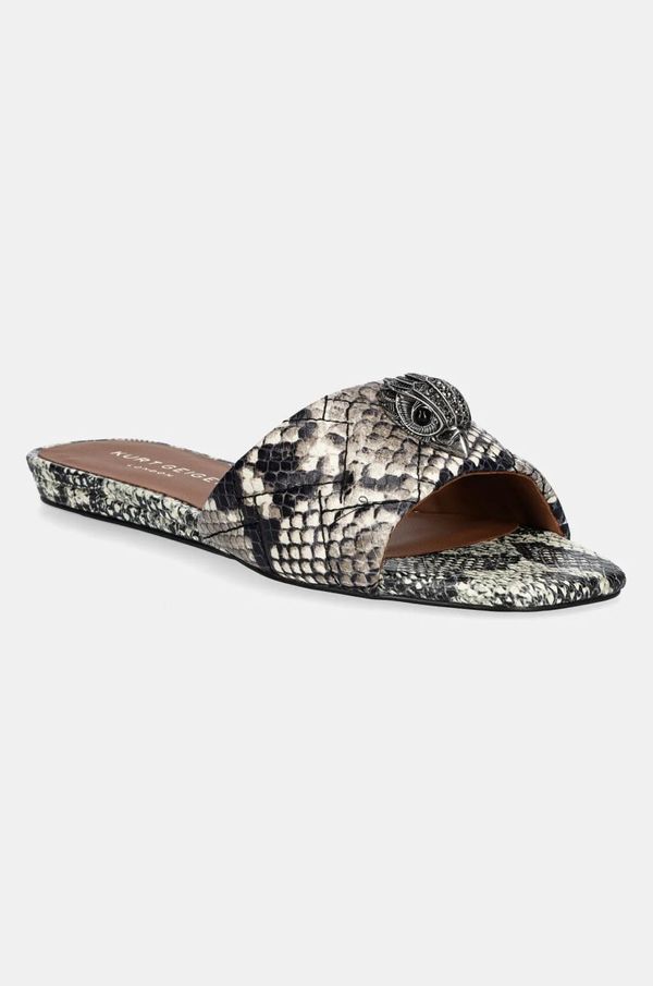 Kurt Geiger London Usnjeni natikači Kurt Geiger London Kensington Flat Sandal ženski, bež barva, 8496139719