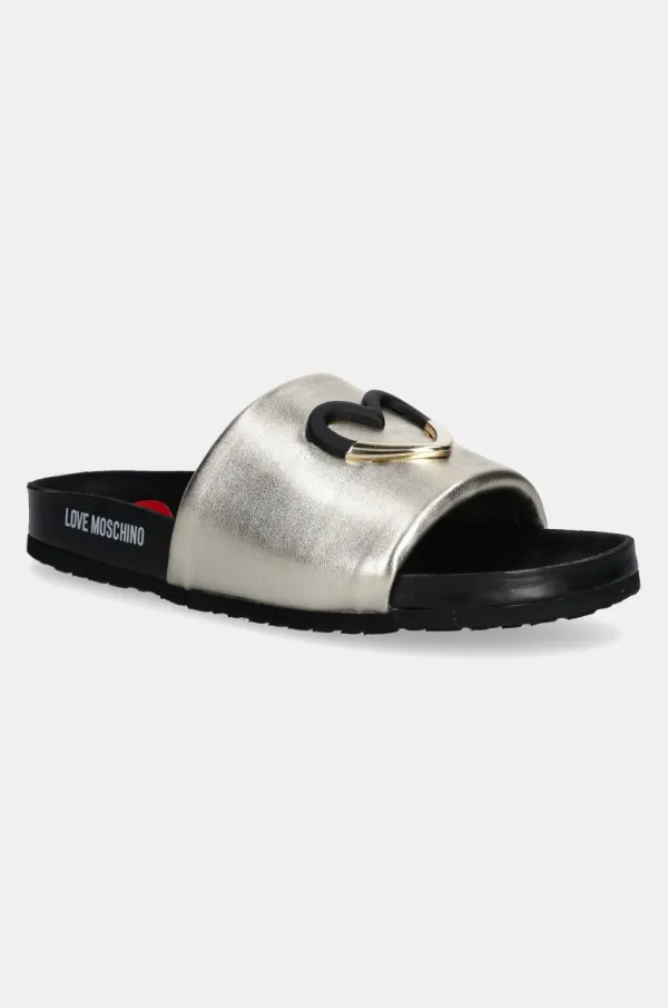 Love Moschino Usnjeni natikači Love Moschino ženski, zlata barva, JA28283G1MIF0900