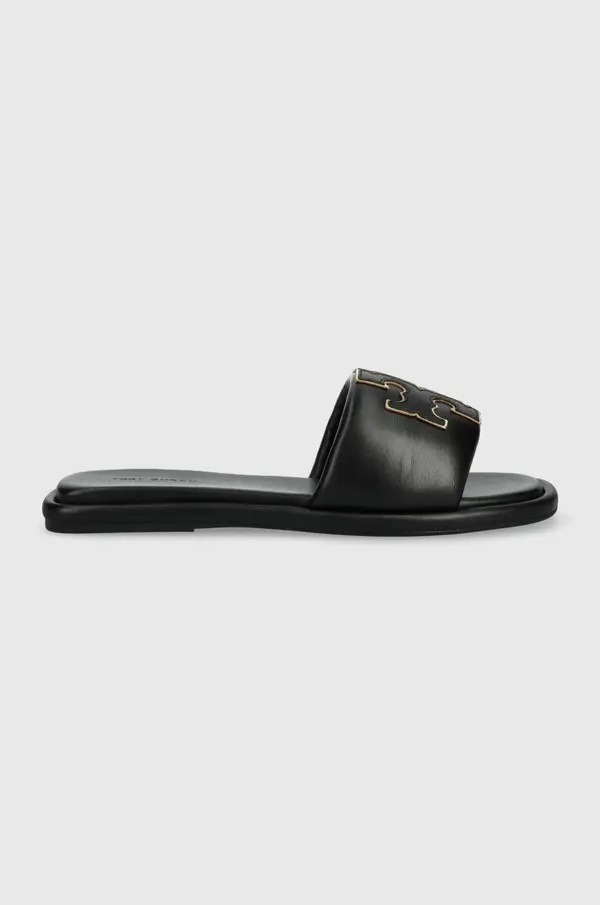Tory Burch Usnjeni natikači Tory Burch Double T Sport Slide