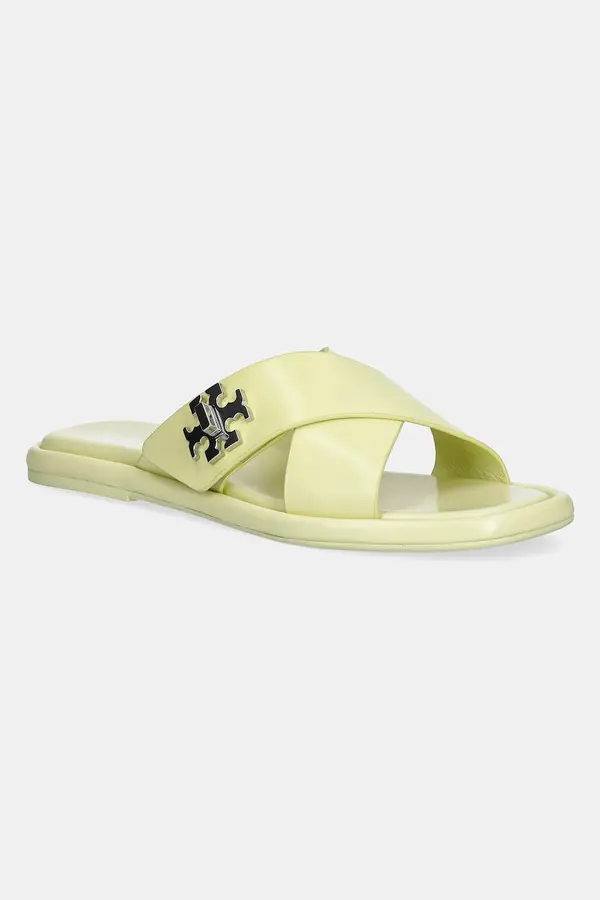 Tory Burch Usnjeni natikači Tory Burch T Lock Cross Band Slide